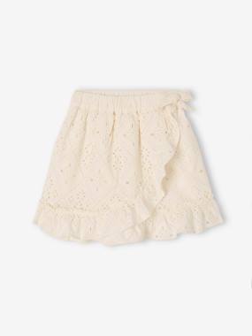 -Ruffled Skirt in Broderie Anglaise, for Girls