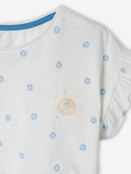 T-Shirt & Shorts Combo, in Cotton Gauze, for Girls navy blue+peach - vertbaudet enfant 