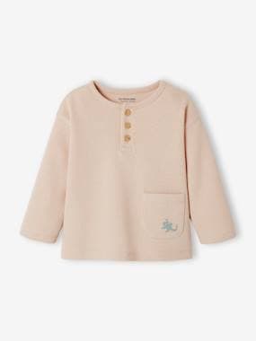 Baby-Long Sleeve Grandad-Style Top in Honeycomb for Babies