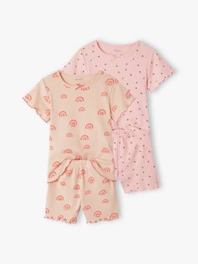 Pack of 2 Pyjamas in Printed Rib Knit, for Girls  - vertbaudet enfant
