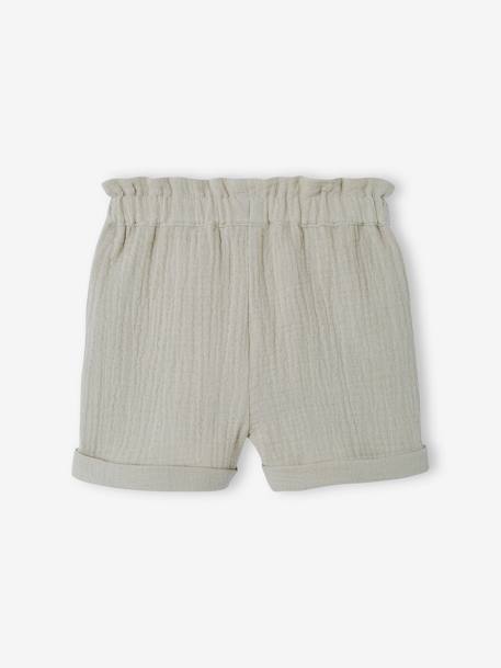 Shorts in Cotton Gauze, with Elasticated Waistband, for Babies - grey  green, Baby