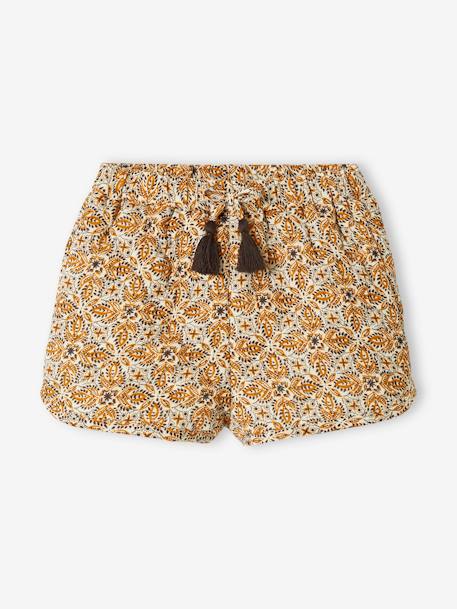 Printed, Quilted Shorts for Girls ecru - vertbaudet enfant 