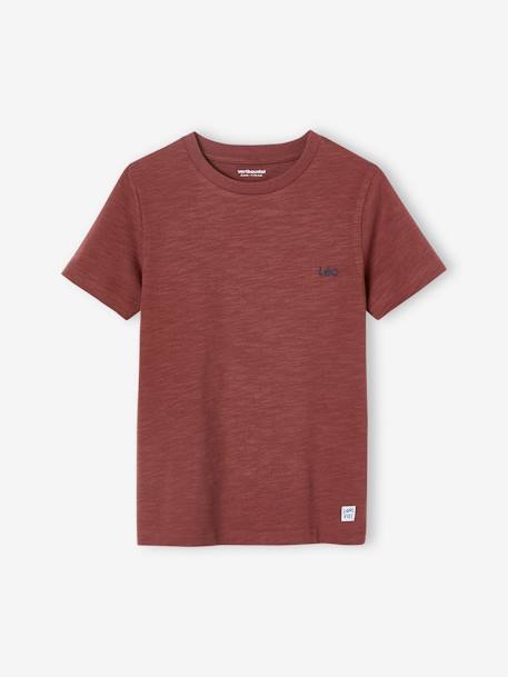 Vertbaudet Short Sleeve T-Shirt, for Boys Brown Dark Solid with Design