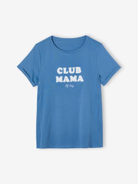 T-shirt à message grossesse et allaitement en coton bio personnalisable Bleu+Gris anthracite+Moutarde - vertbaudet enfant 