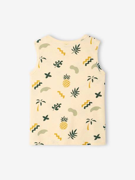Tank Top with Maxi Motifs for Boys printed white+sage green - vertbaudet enfant 
