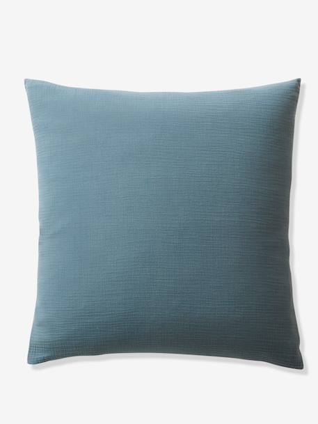 Parure housse de couette enfant et taie d'oreiller en gaze de coton bleu+rose+vert émeraude - vertbaudet enfant 