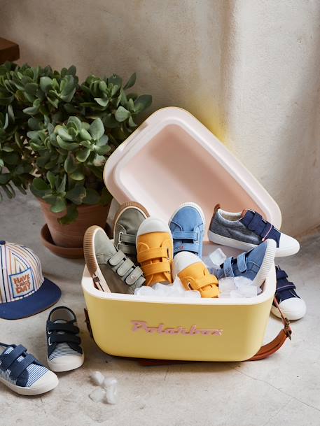 Baskets scratchées en toile enfant bleu+bleu ciel+moutarde - vertbaudet enfant 