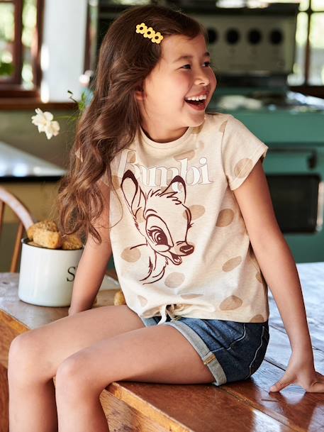 T-shirt fille manches courtes Disney® Bambi beige chiné - vertbaudet enfant 