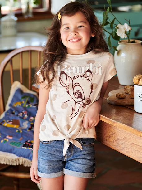 T-shirt fille manches courtes Disney® Bambi beige chiné - vertbaudet enfant 