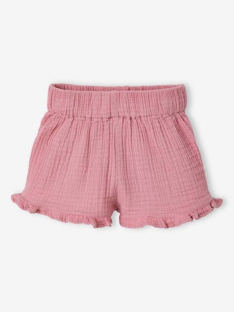 3-Piece Combo, Embroidered Blouse, Cotton Gauze Shorts & Matching Hairband for Babies rose - vertbaudet enfant 