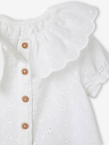 Ensemble 3 pièces bébé blouse brodée, short en gaze de coton et son bandeau assorti rose - vertbaudet enfant 