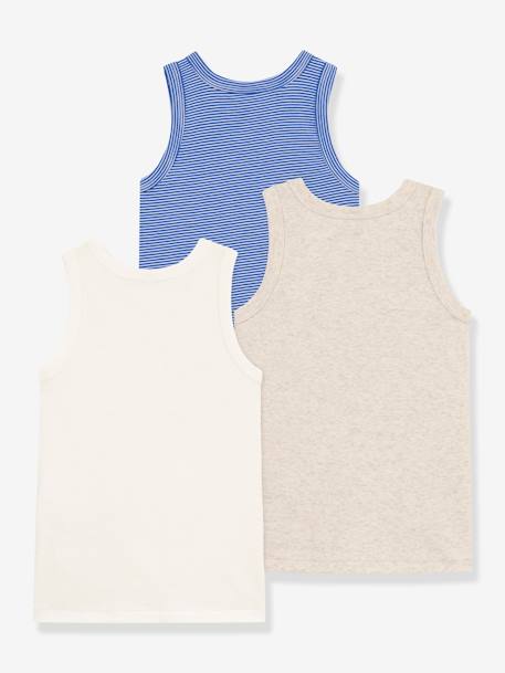 Pack of 3 Strappy Tops in Organic Cotton, by PETIT BATEAU - white, Boys
