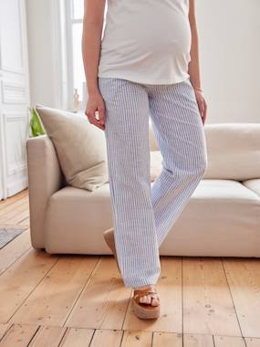 Vêtements de grossesse-Pantalon large rayé de grossesse
