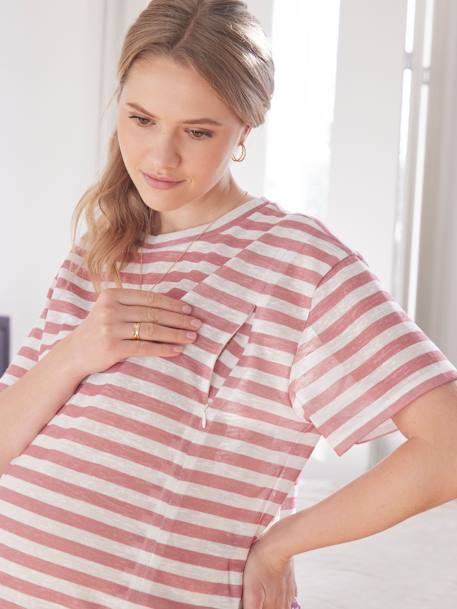T-shirt rayé grossesse et allaitement tomette - vertbaudet enfant 