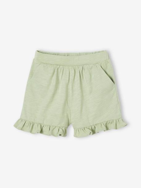 Frilly Combo, Knot Effect T-Shirt & Shorts aqua green+coral+YELLOW MEDIUM SOLID WTH DESIGN - vertbaudet enfant 