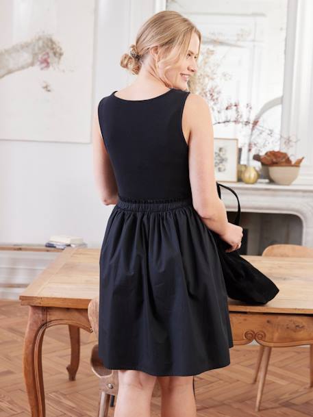 Short, Dual Fabric Sleeveless Dress for Maternity black - vertbaudet enfant 