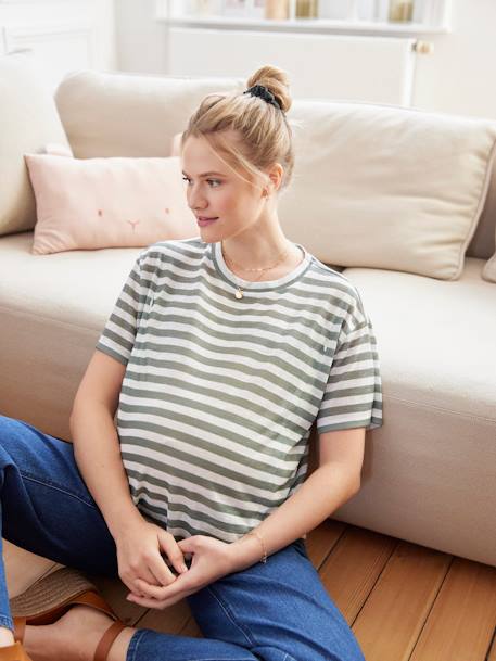T-shirt rayé grossesse et allaitement olive+tomette - vertbaudet enfant 