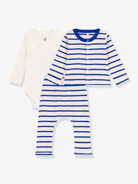 Baby-Outfits-3-Piece Ensemble in Organic Cotton for Newborn Babies, by PETIT BATEAU