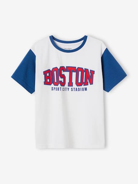 T-shirt sport team Boston garçon manches courtes contrastantes blanc - vertbaudet enfant 