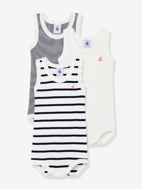 Lot de 3 bodies sans manches en coton bio blanc - vertbaudet enfant 