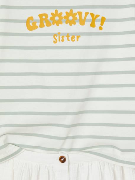 T-Shirt & Skirt Combo in Cotton Gauze, for Girls ecru+terracotta - vertbaudet enfant 