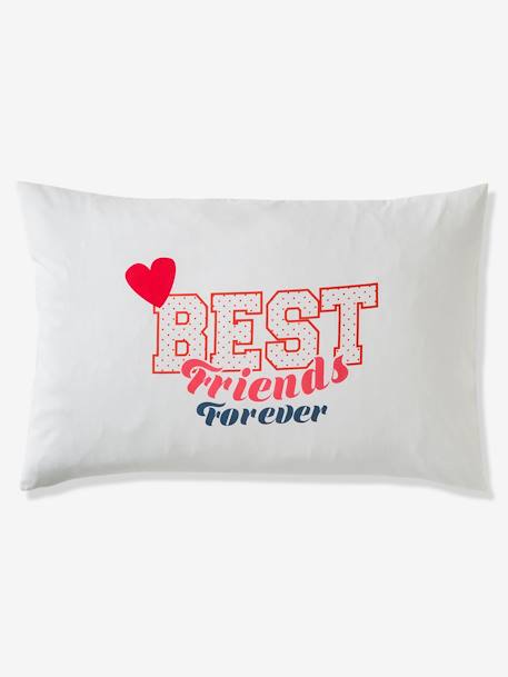 Duvet Cover + Pillowcase Set for Children, BFF WHITE MEDIUM SOLID WITH DESIGN - vertbaudet enfant 