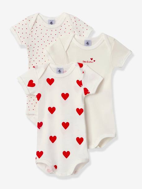 Pack of 3 Short Sleeve Bodysuits in Organic Cotton, by Petit Bateau white - vertbaudet enfant 