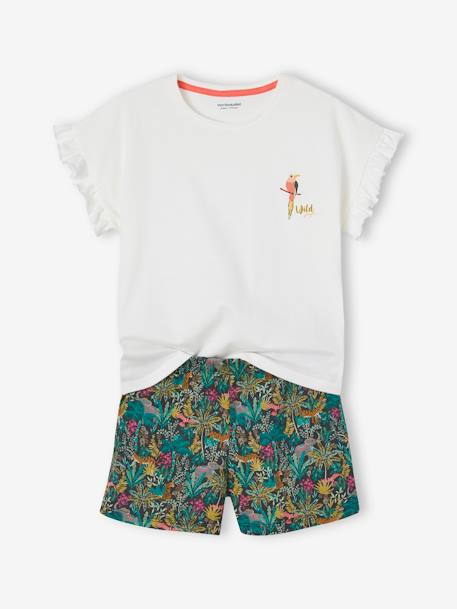 Pack of 2 Basics 'Wild' Pyjamas for Girls rose - vertbaudet enfant 
