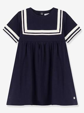 Baby-Dresses & Skirts-Short Sleeve Dress in Organic Cotton, by PETIT BATEAU