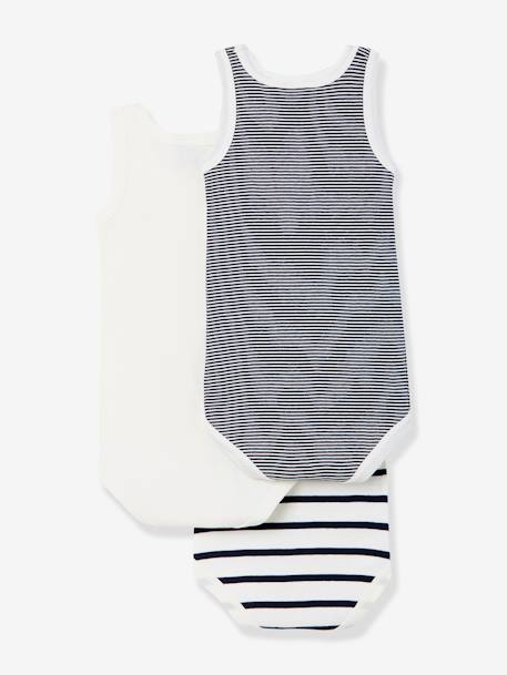 Set of 3 Sleeveless Bodysuits in Organic Cotton, by Petit Bateau white - vertbaudet enfant 