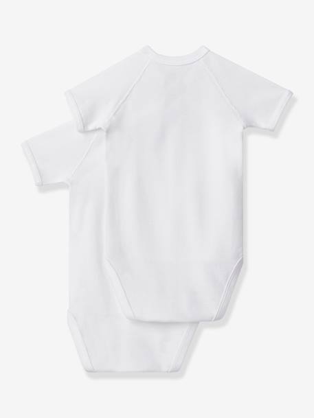 Pack of 2 Short Sleeve Bodysuits for Newborn Babies, by Petit Bateau white - vertbaudet enfant 