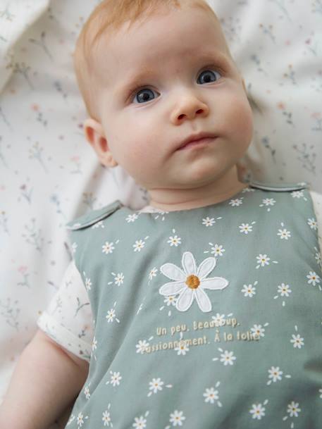 Sleeveless Baby Sleep Bag, Daisy GREEN MEDIUM SOLID WITH DESIG - vertbaudet enfant 