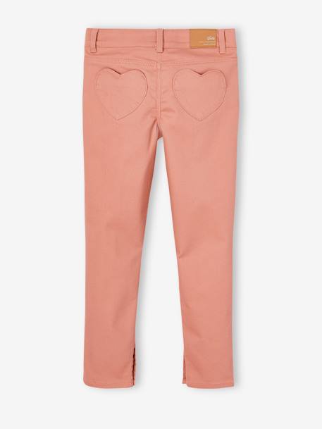 Indestructible Slim Leg Trousers, Heart Pockets on the Back, for Girls blush - vertbaudet enfant 