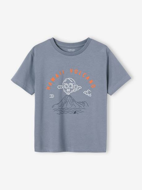 T-Shirt with Landscape & Details in Puff Ink, for Boys denim blue+ecru - vertbaudet enfant 