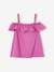Ruffled Top in Fancy Fabric with Reliefs, for Girls peony pink - vertbaudet enfant 