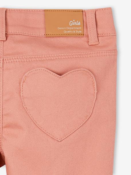 Indestructible Slim Leg Trousers, Heart Pockets on the Back, for Girls blush - vertbaudet enfant 