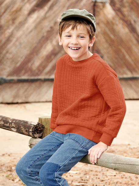 Padded Sweatshirt for Boys terracotta - vertbaudet enfant 