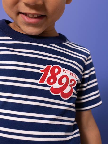Striped T-Shirt in Organic Cotton, by PETIT BATEAU - blue, Boys