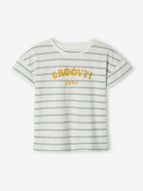 T-Shirt & Skirt Combo in Cotton Gauze, for Girls ecru+terracotta - vertbaudet enfant 