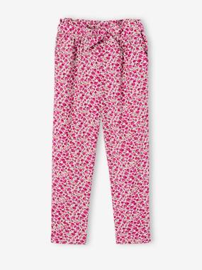 Fluid Cropped Trousers with Floral Print, for Girls  - vertbaudet enfant