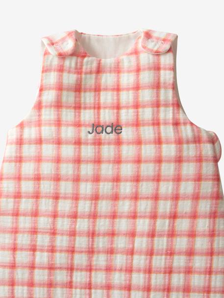 Summer Special Cotton Gauze Baby Sleeping Bag, Checks, Oeko-Tex® BLUE LIGHT CHECKS+PINK MEDIUM CHECKS - vertbaudet enfant 