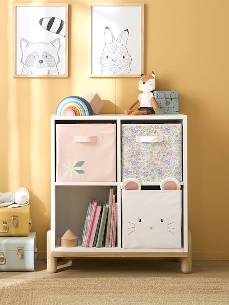 Lot de 3 bacs de rangement Souris Champêtre blanc imprimé - vertbaudet enfant 