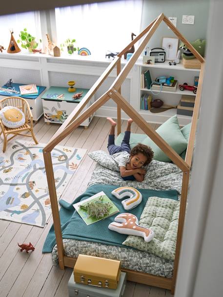 Duvet Cover + Pillowcase Set for Children, Tropical, Basics Green/Print - vertbaudet enfant 