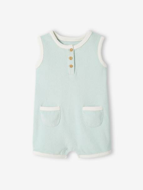 Playsuit in Terry Cloth for Babies mint green - vertbaudet enfant 
