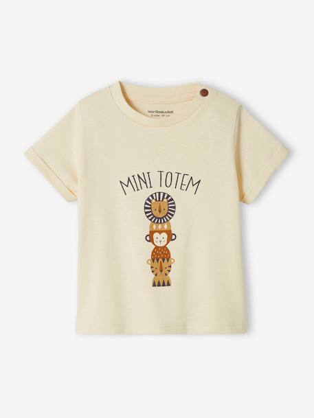 Mini Totem T-Shirt for Babies aqua green+ecru - vertbaudet enfant 