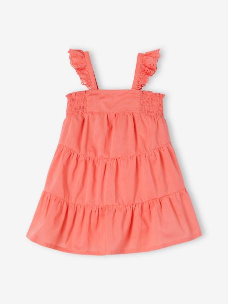 Smocked Dress with 3 Ruffles for Babies rose - vertbaudet enfant 