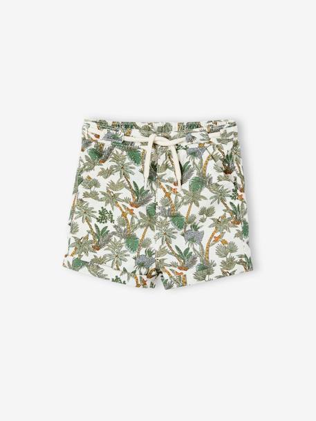 Jungle Shorts in Cotton & Linen, for Babies ecru - vertbaudet enfant 