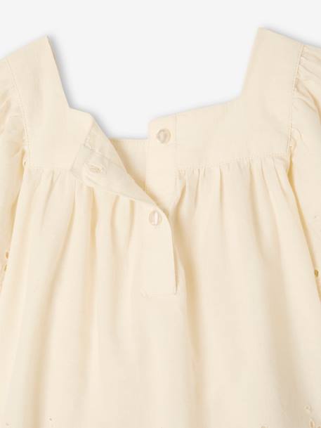 Short Sleeve Blouse in Broderie Anglaise, for Babies ecru - vertbaudet enfant 