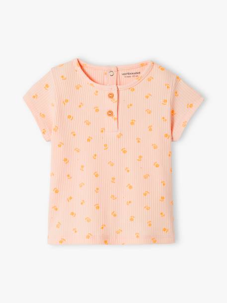 Rib Knit T-Shirt for Babies pale pink - vertbaudet enfant 