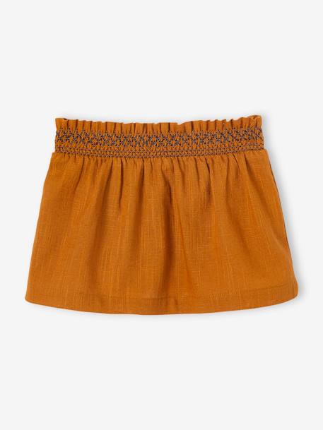 Skirt with Embroidered Smocking for Babies caramel - vertbaudet enfant 